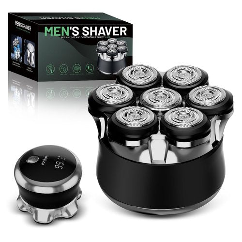 Professional 7D Head Shaver for Bald Men, IPX7 Waterproof Wet & Dry Electric Razor with LED Display, USB-C Fast Charging & Rechargeable Grooming Kit (Black)