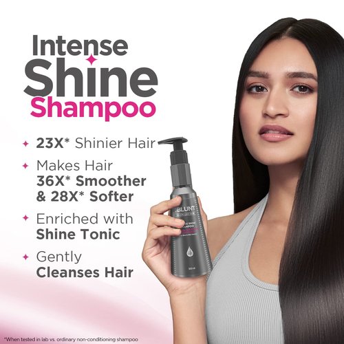 BBLUNT Intense Shine Shampoo - Enriched with Shine Tonic & Silk Protein for Soft, Shiny Hair | 10.14 Fl Oz (300ml)