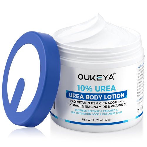 OUKEYA Urea Cream for Dry Chapped Skin with 10% Urea Deep Moisturizer Body Lotion, Softens & Soothes Hands Elbows Feet Hydrates Locks in Moisture, Fast Absorbing & Non-Greasy, 11.28 oz Large Capacity