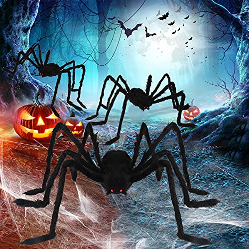 Halloween Giant Spider Decorations Outdoor 3 Pack - Realistic Spiders Props