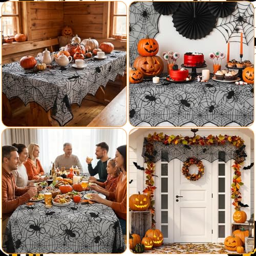 Halloween Black Lace Tablecloth Rectangular 48x63 Inch - Style 2