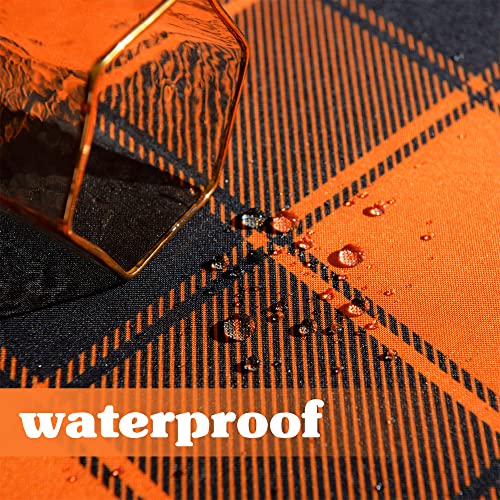 84x60 Inch Checkered Halloween Tablecloth - Waterproof & Washable Gingham Orange/Black