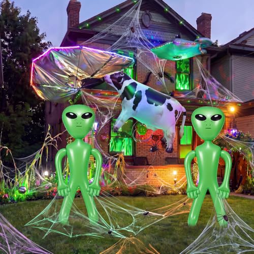 Halloween Alien Inflatable Decorations Set with Cow - Outdoor Party & Yard Display