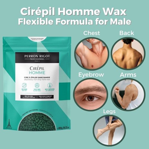 Cirepil - Homme - 800g / 28.22 oz Hard Wax Beads Bag - Strong Grip for Men’s Coarse Hair - Effective Manscaping for Back, Chest & Shoulders - Fresh Marine Scent - Low Temp Refill Bag