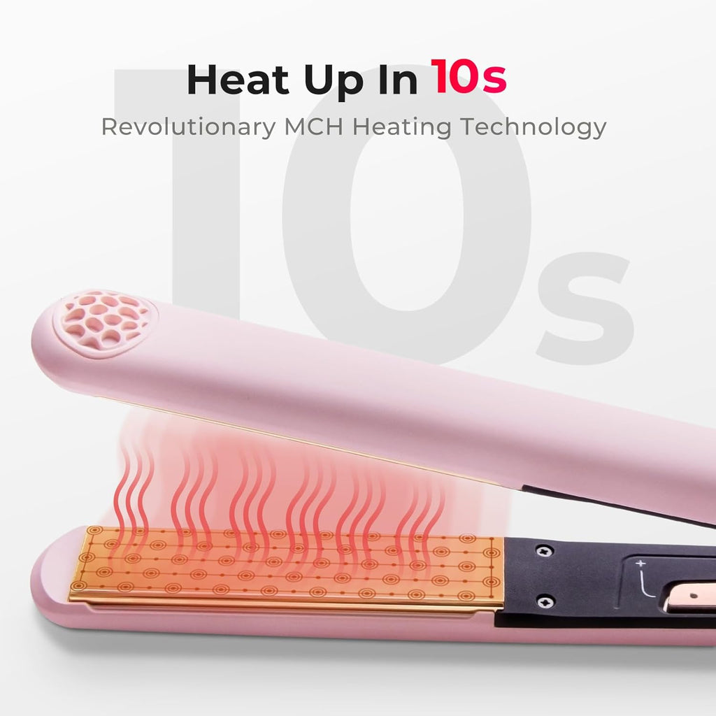 TYMO 2-in-1 Flat Iron Hair Straightener & Curler - 10s Fast Heating, 1 Inch Titanium, 32 Temp Settings
