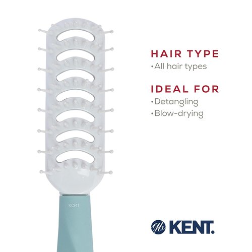 Kent KCR1 Vented Hair Brush - Create Root Lift & Volume for All Hair Types | Small Green Ergonomic Design