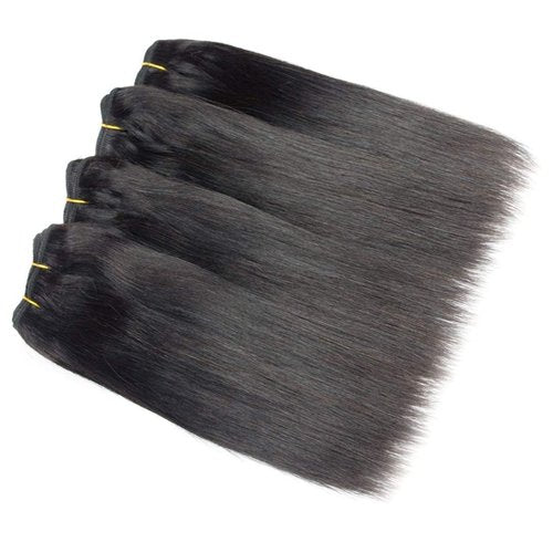 Selina Straight Human Hair Bundles With Closure 8 8 8 8+8 Inch 4x4 Lace Closure 100% Brazilian Virgin Human Hair 4 Bundles Wiht Closure Deals Hair Extensions Qucik Weave Bundles Natural Black