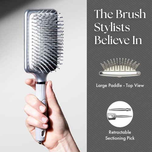Olivia Garden Ceramic + Ion XL Pro Hair Brush - Paddle Brush for Smooth, Shiny Hair - All Hair Types