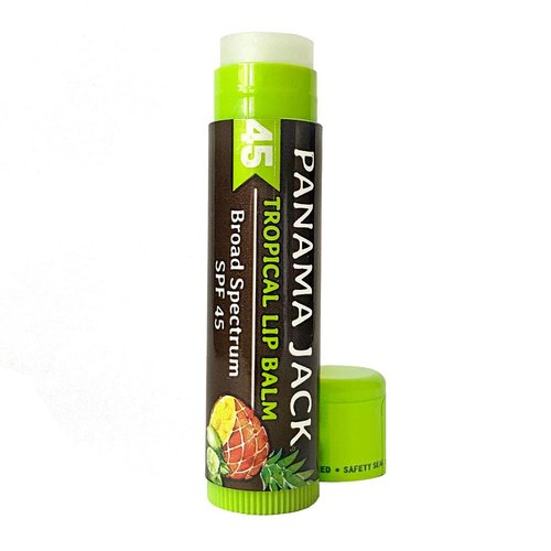 Panama Jack Sunscreen Lip Balm - SPF 45 Broad Spectrum Protection for Dry Lips | Tropical Flavor, Pack of 3