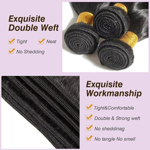 Deep Wave Human Hair Bundles 8 10 12 Inch Black 3 Bundles Deals for Black Women Virgin Human Hair 12A Double Weft Quick Brazilian Hair Weave