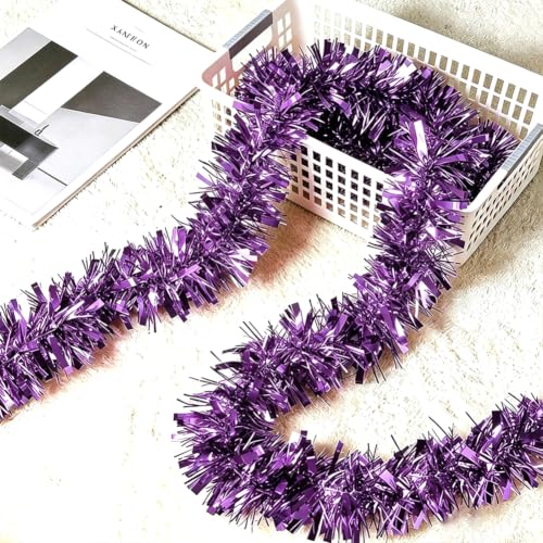 Lilac 33Ft Christmas Garland Decorations Tinsel Streamers for Holiday Home Decor