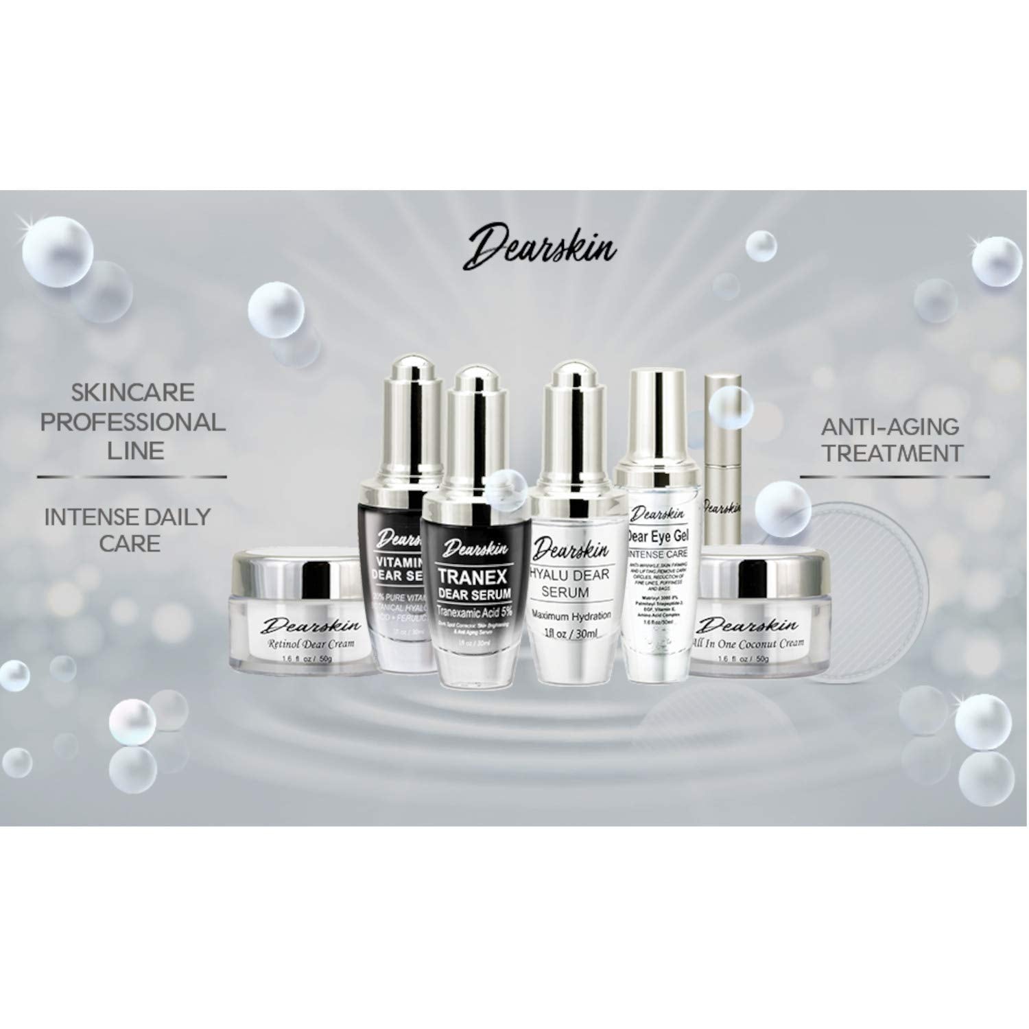 Vitamin C Dear Serum + All In One Coconut Cream seT- Pack with Vitamin C Serum 20%, Hyaluronic Acid Botanic, Vitamin E Organic and Coconut Oil Cream Day and Night (Serum + Cream)