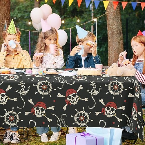 Pirate Skull Tablecloth 53x98 Inches for Pirate Theme Party Halloween Decorations