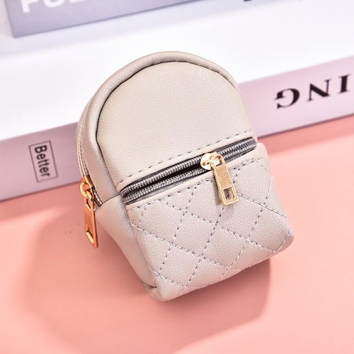 Grurun Mini Backpack Cute Cosmetic Bag for Women, Creative Cute Pendant Keychain Key-chains Keyrings PU Leather Makeup Bag Key Lipstick Card Holder Data Cable Organizer Zipper Pouch