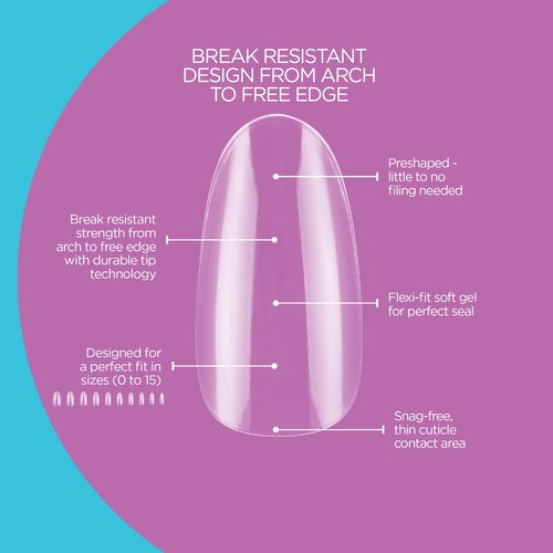 Gelish Soft Gel™ Tips – Professional Quality Press on Nails Extension for Strong, Long-Lasting Manicures – Easy Application, Natural Look, Pre-shaped False Nail (Short Almond, 160 Count)