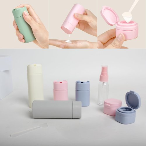 FANPOI 9pc Travel Toiletry Containers Bottles Jars Set Leakproof Cream Dispenser w/Carry Bag TSA Approved Refillable for Airplane Travel, Gym (Mix A)