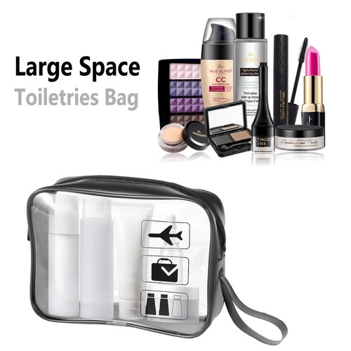 TSA Approved Toiletry Bag Carry on Airport Airline Compliant 3Pcs,Clear Makeup Bag Toiletry bags Quart Size Traveling, 3 Packs Clear Travel Bags for Toiletries,Black