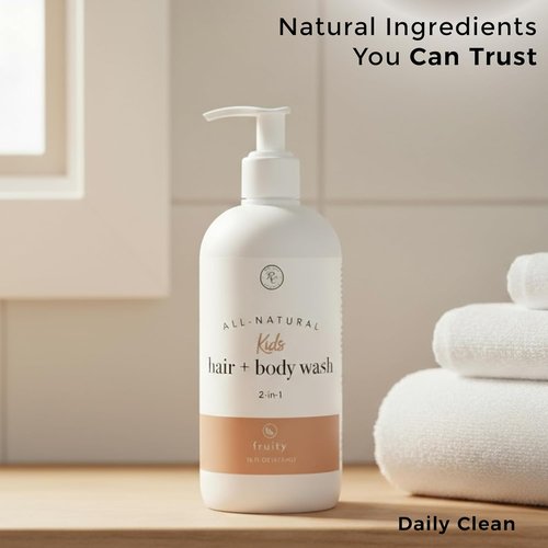 Rowe Casa Organics Kids Hair & Body Wash - 2-in-1 Therapeutic Essential Oils, Fruity Scent - 16 Fl. Oz