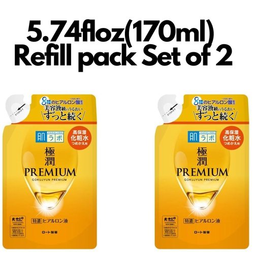 Hada Labo Hyaluronic Acid Gokujyun Premium Lotion Refill 5.74floz(170ml) Set Of 2 Renewal 2023