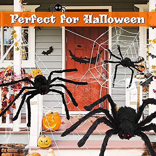 Halloween Spider Decorations Set with Cobwebs and Fake Spiders for Indoor Outdoor Yard Party
