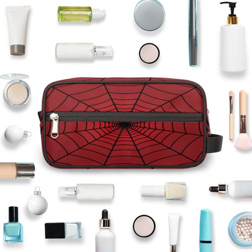 SinSenMa Red Spiders Web Toiletry Bag,Travel Cosmetic Bag,Hanging Makeup Bag,TSA Approved Hygiene Bag Waterproof Shave Dopp Kit Organizer for Toiletries Shower Bathroom Carry-on Accessories Gifts