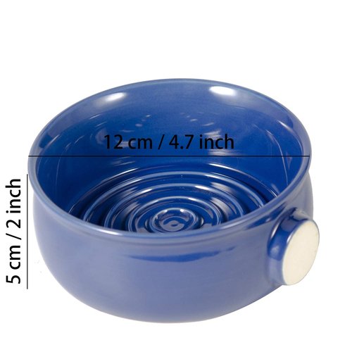 Grandslam Shaving Soap Bowl for Men, Wide Mouth, Ceramic, Easier to Lather and Clean, Non-slip Handle, Handmade Pottery Cup for Soap and Cream