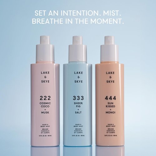 Lake & Skye 333 Sheer Fig + Salt Hair & Body Mist 3.4 Fl Oz (100 mL), Grapefruit Blossom, Salted Fig, Sandalwood, Hydrating