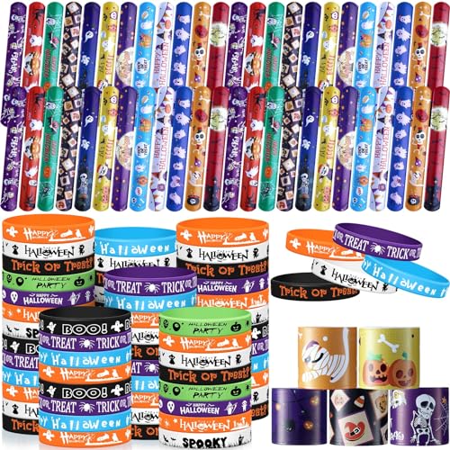 Halloween Rubber & Snap Bracelets Bulk Pack - Festive Party Favors & Gifts
