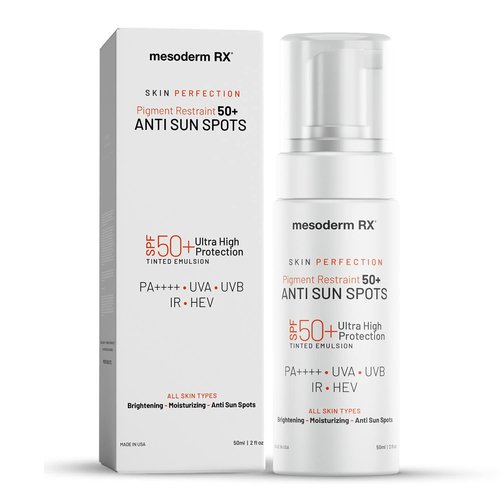 Mesoderm RX Pigment Restraint Anti Sun Spots Ultra High Protection Pigment Control-Protects Skin against Blue Light UVB, UVA, HEV, IR-Facial Sunblock, 50ml