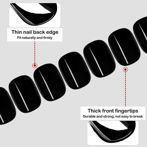 576pc XS Round Square Press on Nails Short Fake Nail with Glue Tabs, Extra Short Acrylic Press-on Nail Square Glue on Nails Press ons Nail French Tips False Nails Women Artificial Fingernails