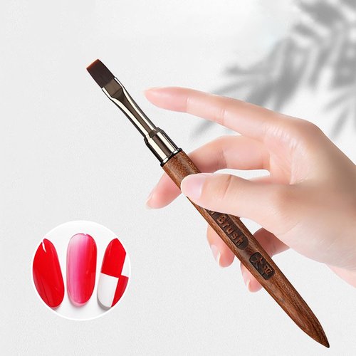 DANNEASY 1pc Acrylic Nail Brush Sandalwood Nail Art Brushes Nail Painting Brush Nail Clean Up Brush Nail Design Brushes Nail Art Tools - Flat Head