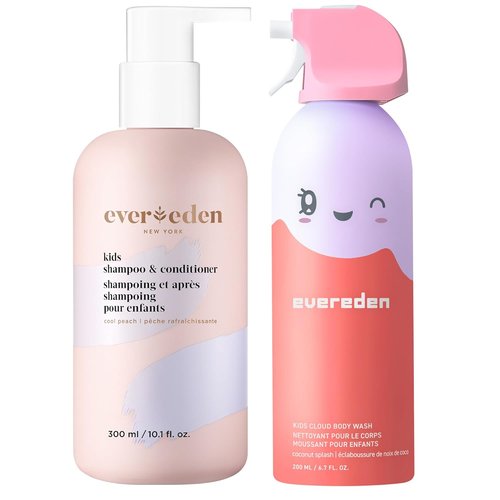 Evereden Kids Shower Essentials Set - 2-in-1 Gentle Shampoo & Conditioner + Cloud Body Wash | Vegan Toddler Skin Care