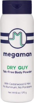 Megaman Sweat Absorbing Body Powder - Talc-Free, All Natural | Prevents Chafing & Odor | 6 oz