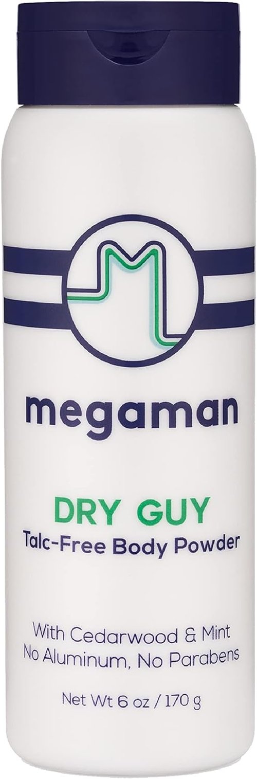 Megaman Sweat Absorbing Body Powder - Talc-Free, All Natural | Prevents Chafing & Odor | 6 oz