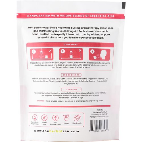 Head Hug Shower Steamers Aromatherapy for Relief - USA Made Valentines Day Gift for Her and Him - Peppermint & Rosemary Shower Bomb Tablets – Soothing Natural Essential Oils (10 Pack)