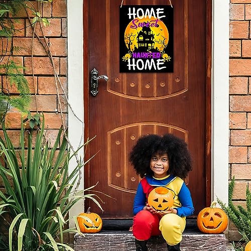 Halloween Rustic Wood Sign - Funny Haunted House Wall Decor 8x10 Inches