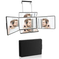 Aokoka 5 Way Mirror with Light for Self Hair Cutting, 360° Barber Mirror for Men Shaving, Makeup Mirror with Height Adjusta for Braiding Hair Styling Dye Hair for Women