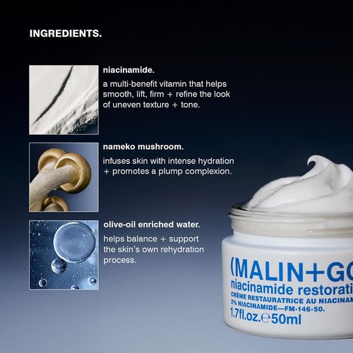 MALIN+GOETZ Niacinamide Restorative Cream - Clinically Proven Face Cream for Hydration & Firmness (1.7oz)