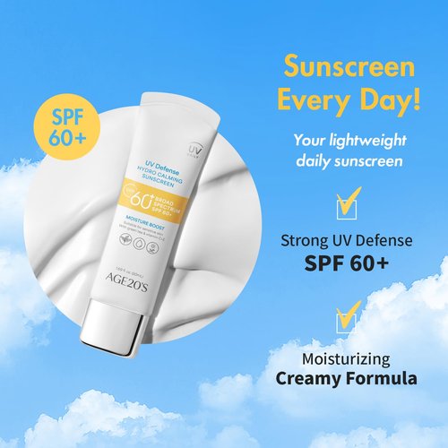 AGE20'S UV Defense Hydro Calming Sunscreen SPF 60+ - Moisturizing, Lightweight Formula with Green Tea & Aloe Vera | 1.69 fl. oz*2