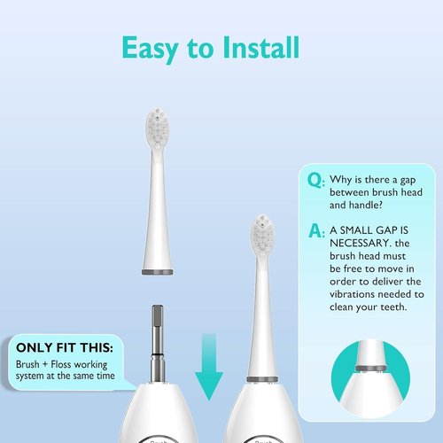 Replacement Brush Heads for Waterpick Sonic Fusion 2.0 Flossing Toothbrush with Cover, Compact, 5 Count White, Soft Bristles, Compact Size