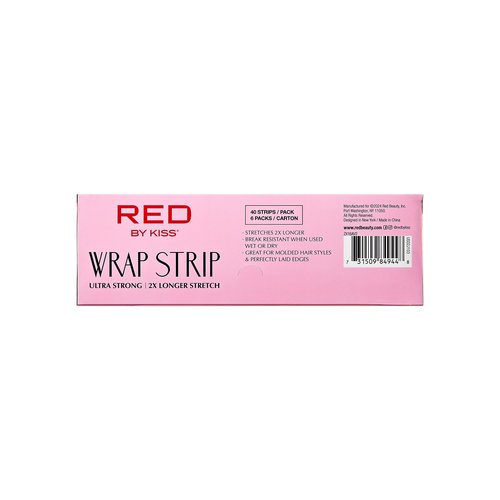 Red by Kiss Hair Wrapping Strip, Ultra Strong 2X Longer Stretch, 40 Strips, Suitable for Wet/Dry Hair, White, Styling Paper for Sleek Hairstyles (3.5", Black, 6 PACK)