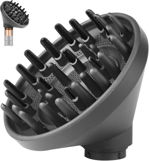 Dyson Hair Diffuser Attachment - Upgraded Large Diffuser for Fast Drying Curly Hair | Adds Volume & Definition (Grey)