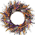 Halloween Wreath for Front Door 22 Inch Black Skeleton Decor with Berries