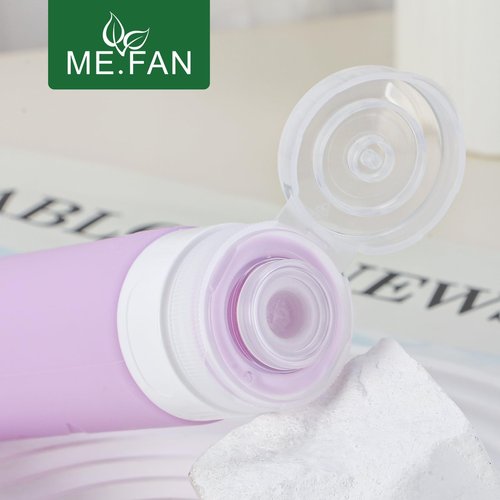 ME.FAN Travel Bottles for Toiletries, TSA Approved 3oz Travel Size Containers, Silicone Squeezable Portable Split Bottle, Travel Accessories for Conditioner, Shampoo, Lotion- 4 Pack Pink