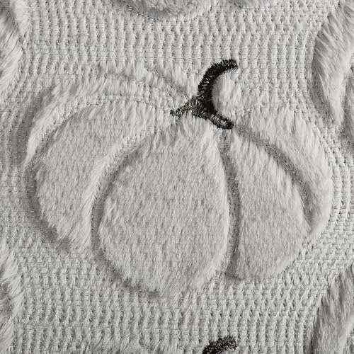 Gray Pumpkin Fall Pillow Covers 18x18 Set of 2 - Faux Fur Decor