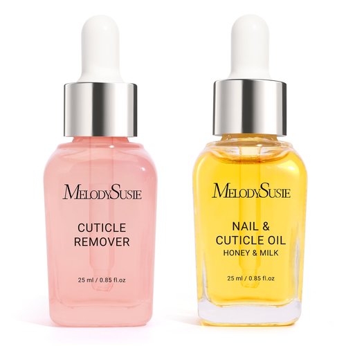 MelodySusie 25ML Cuticle Care Kit - Cuticle Oil and Cuticle Remover, Cuticle Nourishes and Softener, Promotes Nail Growth and Strength for Home and Salon Use 2PCS