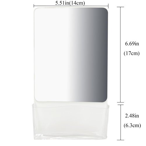 Neehows Magnetic Locker Mirror with Fully Magnetic Back, 9.45" x 5.51" Small Real Glass Super Clear Reflection Mirror with Storage Pocket for School Locker Refrigerator Office Cabinet - White, 1 Pc