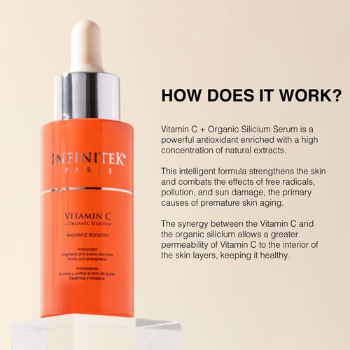 Infinitek Paris | Vitamin C Face Serum - Hydrating & Brightening Antioxidant with Green Tea & Ginseng | 1 fl oz / 30 ml