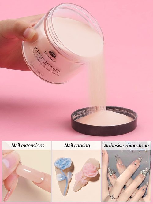 Nude Acrylic Powder, EBANKU 120g/4.23oz Nail Acrylic Powder Large Capacity Professional Acrylic Nail Powder for Nail Extension, Nail Carving, Long-Lasting, No Nail Lamp Needed