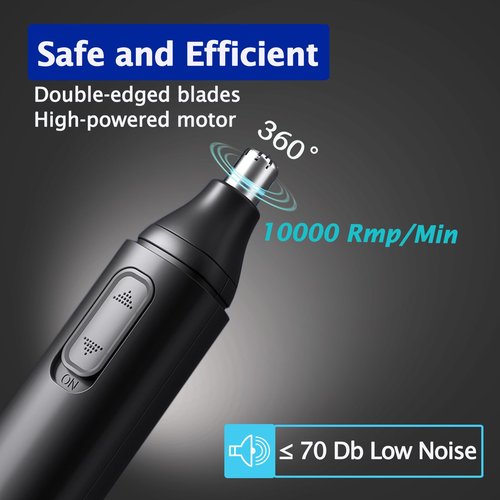 iKakocus Nose and Ear Hair Trimmer for Men, USB Rechargeable Clippers Best Rated, Painless & No Pulling with Powerful Motor & Dual-Edge Blades for Nose, Eyebrow, Facial Cutting, Waterproof & Portable